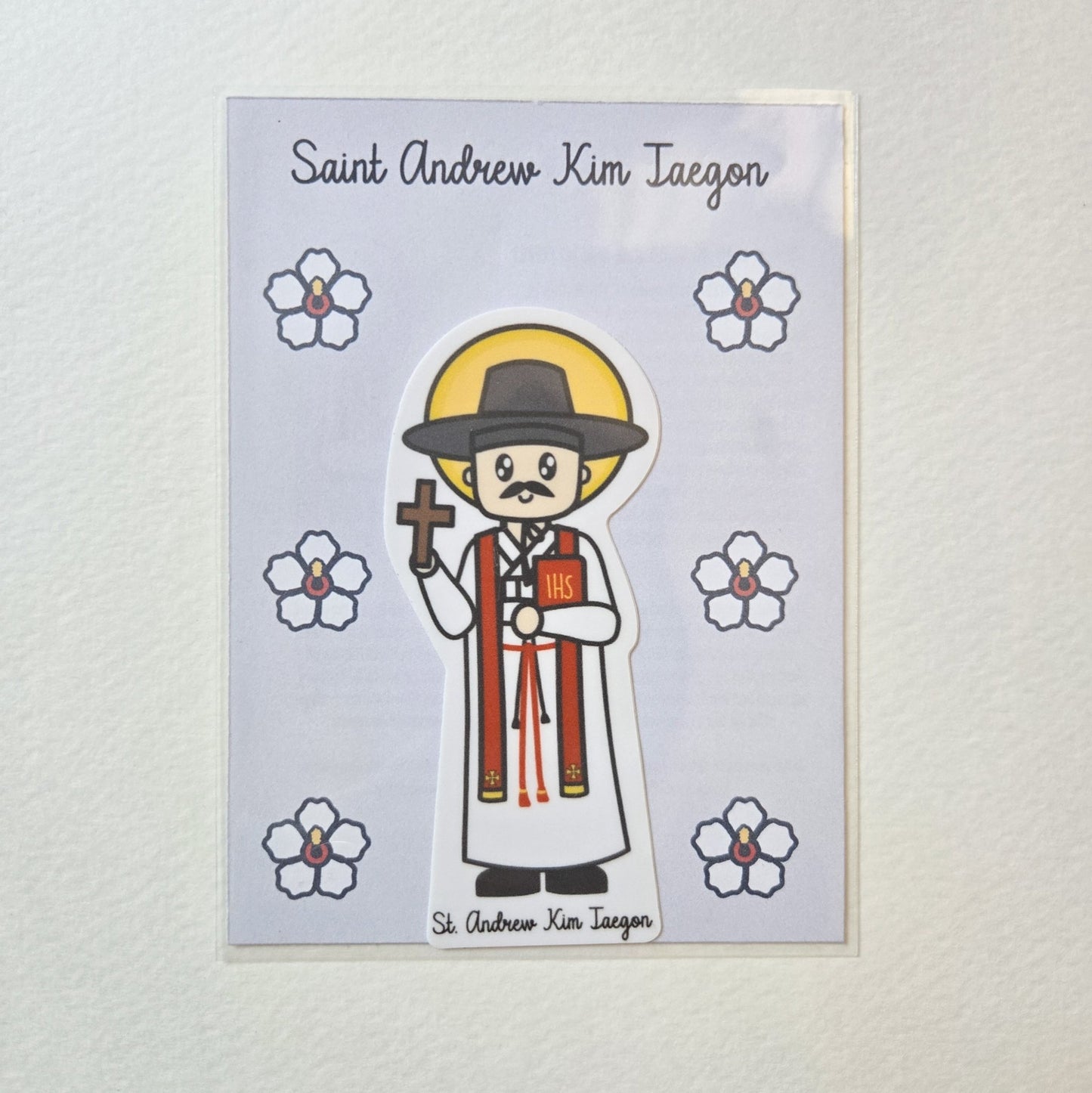 Saint Andrew Kim Taegon 3.75" Waterproof Sticker - Heart & Halo