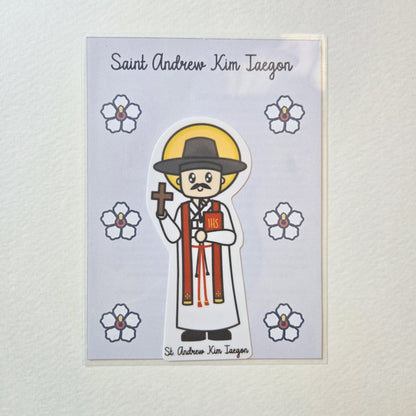 Saint Andrew Kim Taegon 3.75" Waterproof Sticker - Heart & Halo