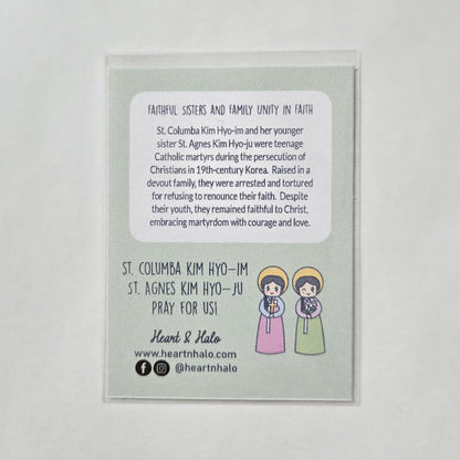Saint Columba Kim Hyo - im & Saint Agnes Kim Hyo - ju 3" Sticker - Heart & Halo