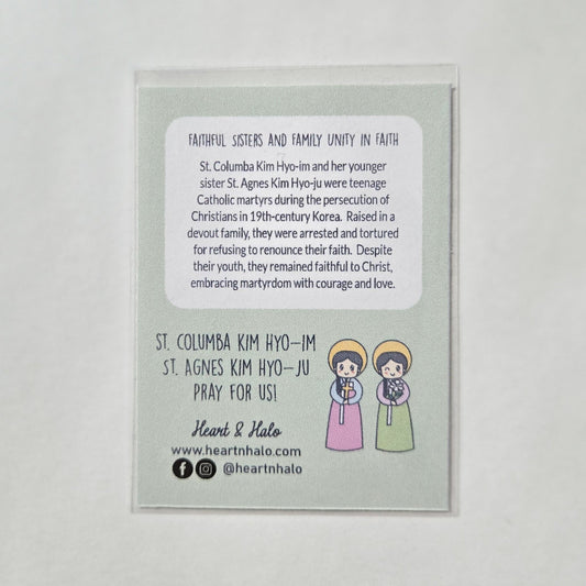 Saint Columba Kim Hyo - im & Saint Agnes Kim Hyo - ju 3" Sticker - Heart & Halo