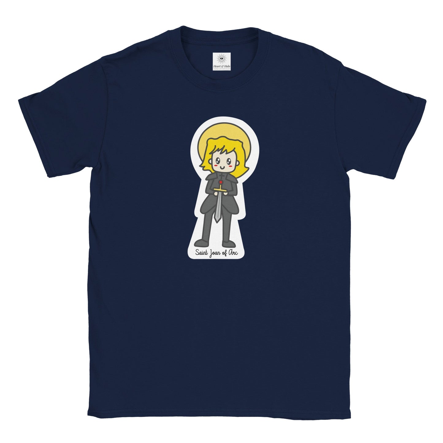 Saint Joan of Arc Adult Cotton Crewneck T-Shirt | 20% Donation - Heart & Halo
