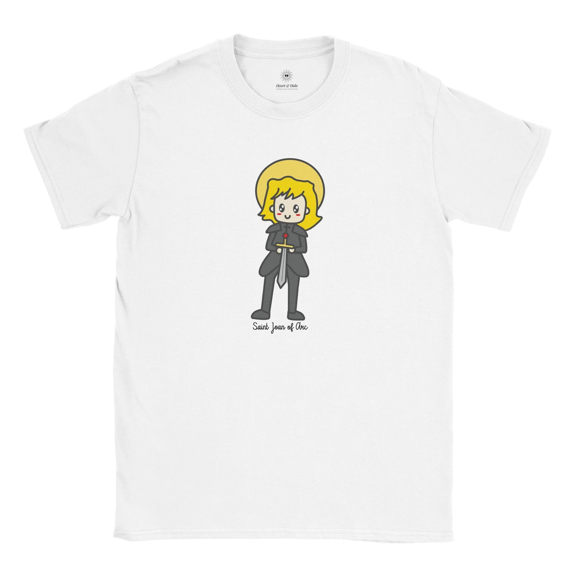 Saint Joan of Arc Adult Cotton Crewneck T-Shirt | 20% Donation - Heart & Halo