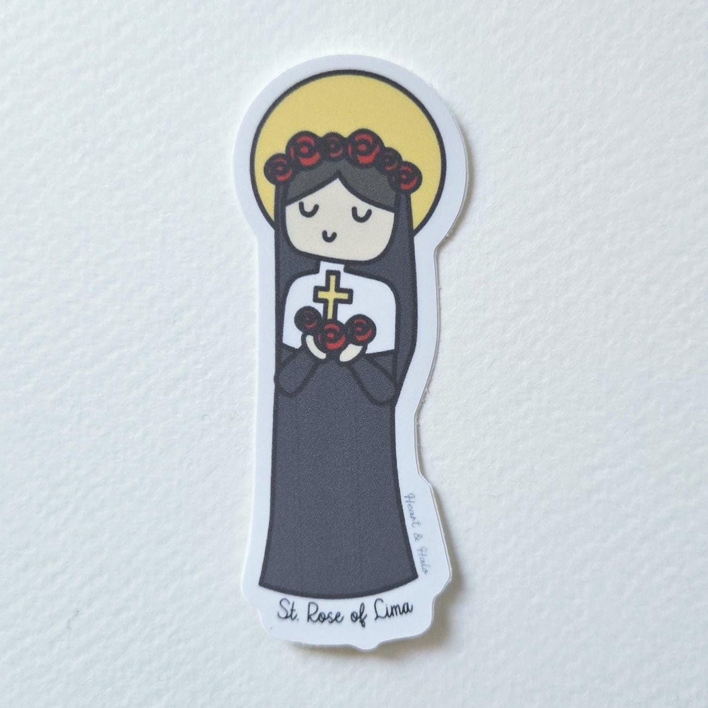 Saint Rose of Lima 3" Sticker - Heart & Halo