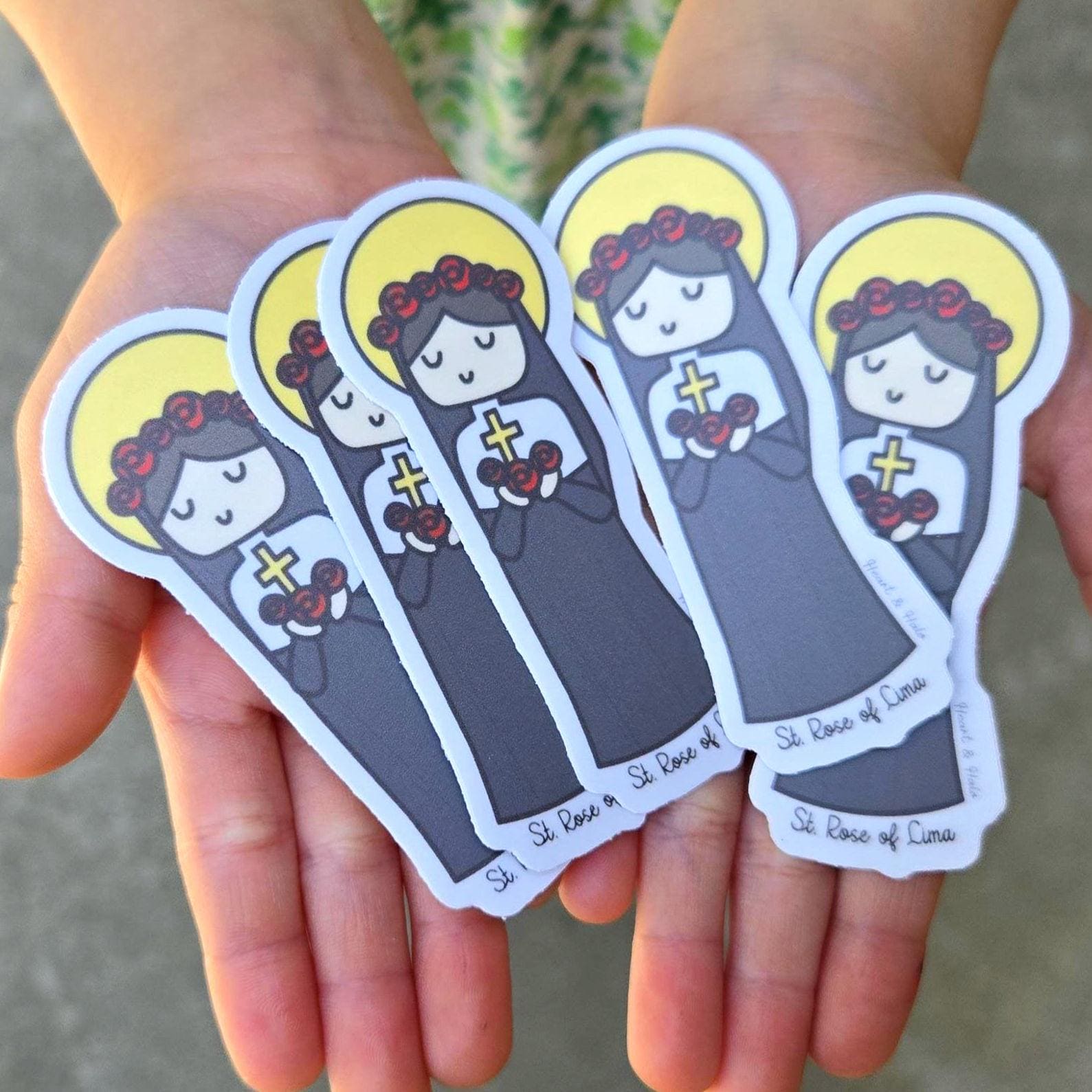 Saint Rose of Lima 3" Sticker - Heart & Halo