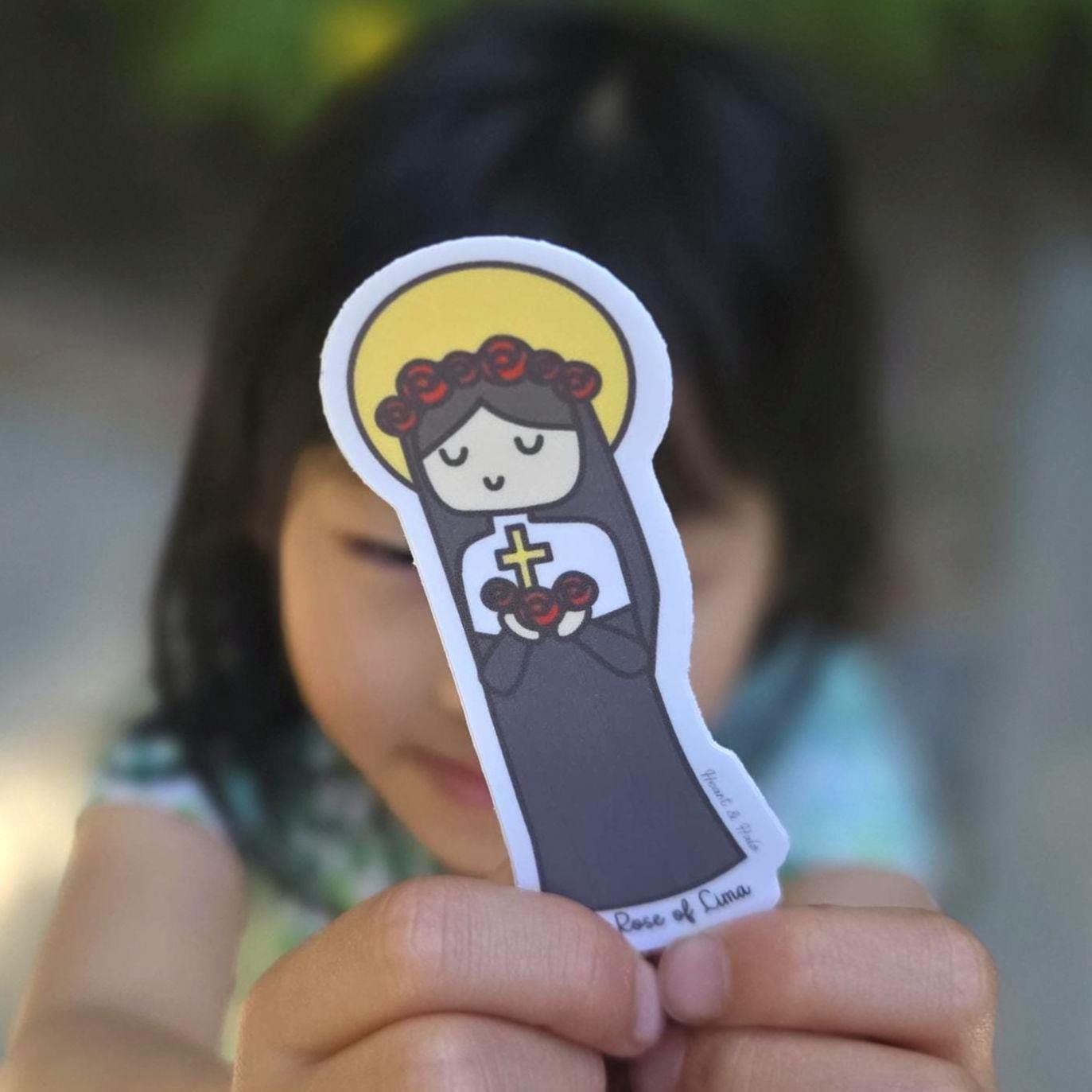 Saint Rose of Lima 3" Sticker - Heart & Halo
