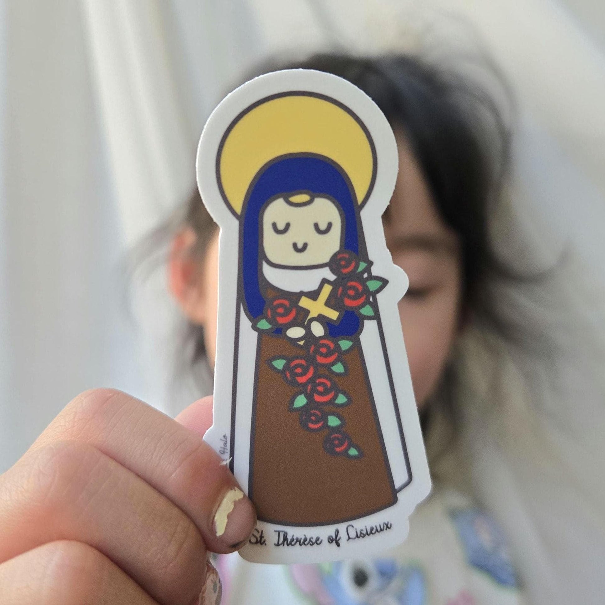 Saint Thérèse of Lisieux 3" Sticker - Heart & Halo