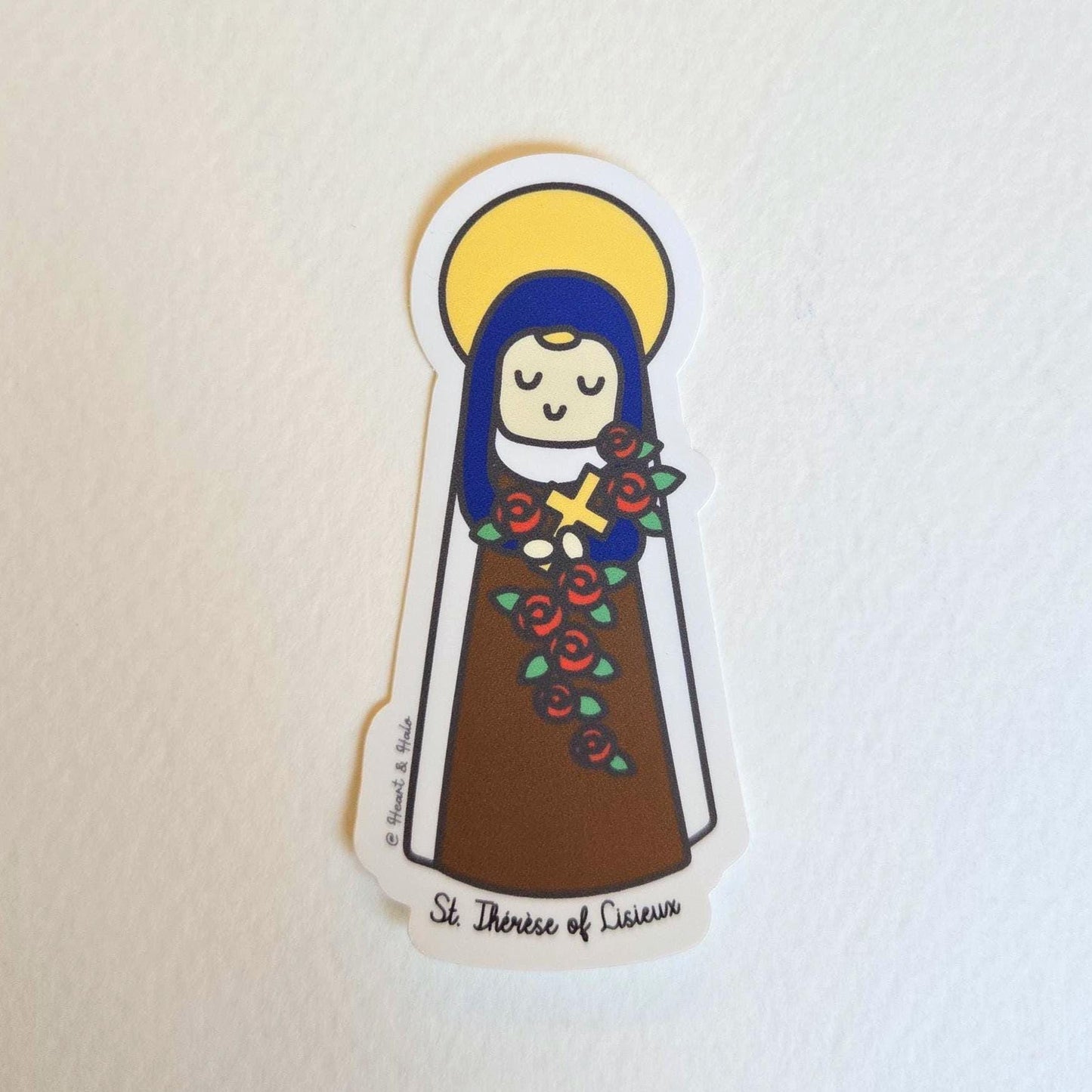 Saint Thérèse of Lisieux 3" Sticker - Heart & Halo
