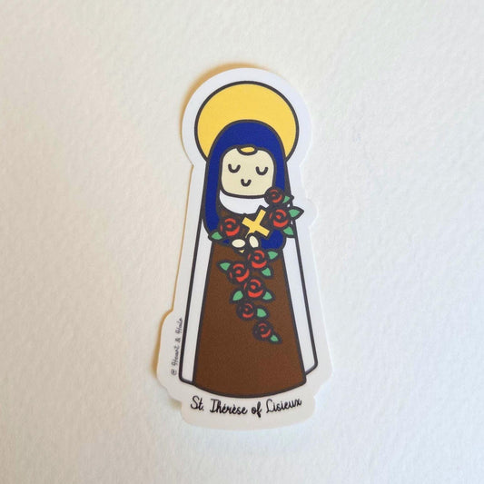 Saint Thérèse of Lisieux 3" Sticker - Heart & Halo