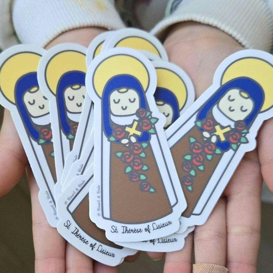 Saint Thérèse of Lisieux 3" Sticker - Heart & Halo