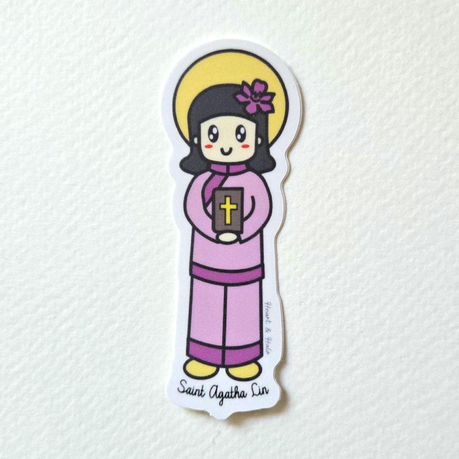 St. Agatha Lin 3" Waterproof Vinyl Sticker - Heart & Halo