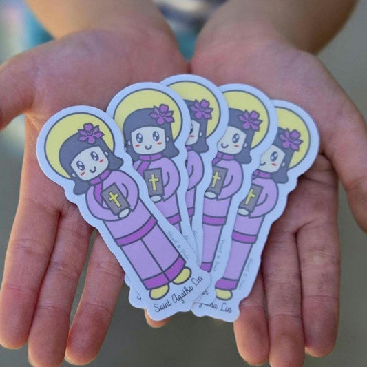 St. Agatha Lin 3" Waterproof Vinyl Sticker - Heart & Halo