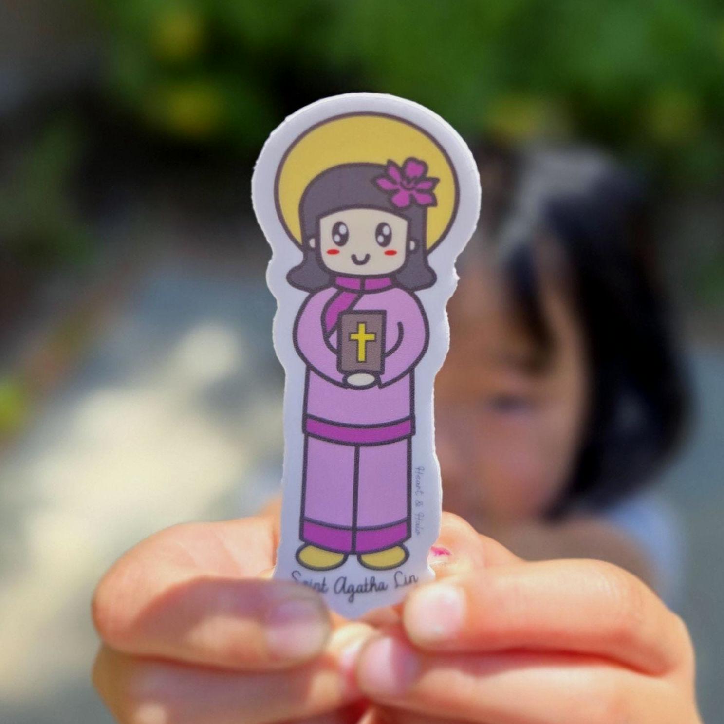 St. Agatha Lin 3" Waterproof Vinyl Sticker - Heart & Halo
