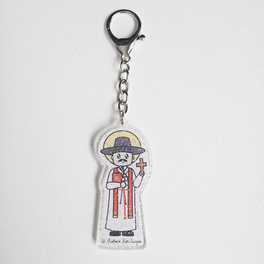 St. Andrew Kim Taegon Acrylic Keychain | 2.75" Double - Sided Catholic Charm - Heart & Halo