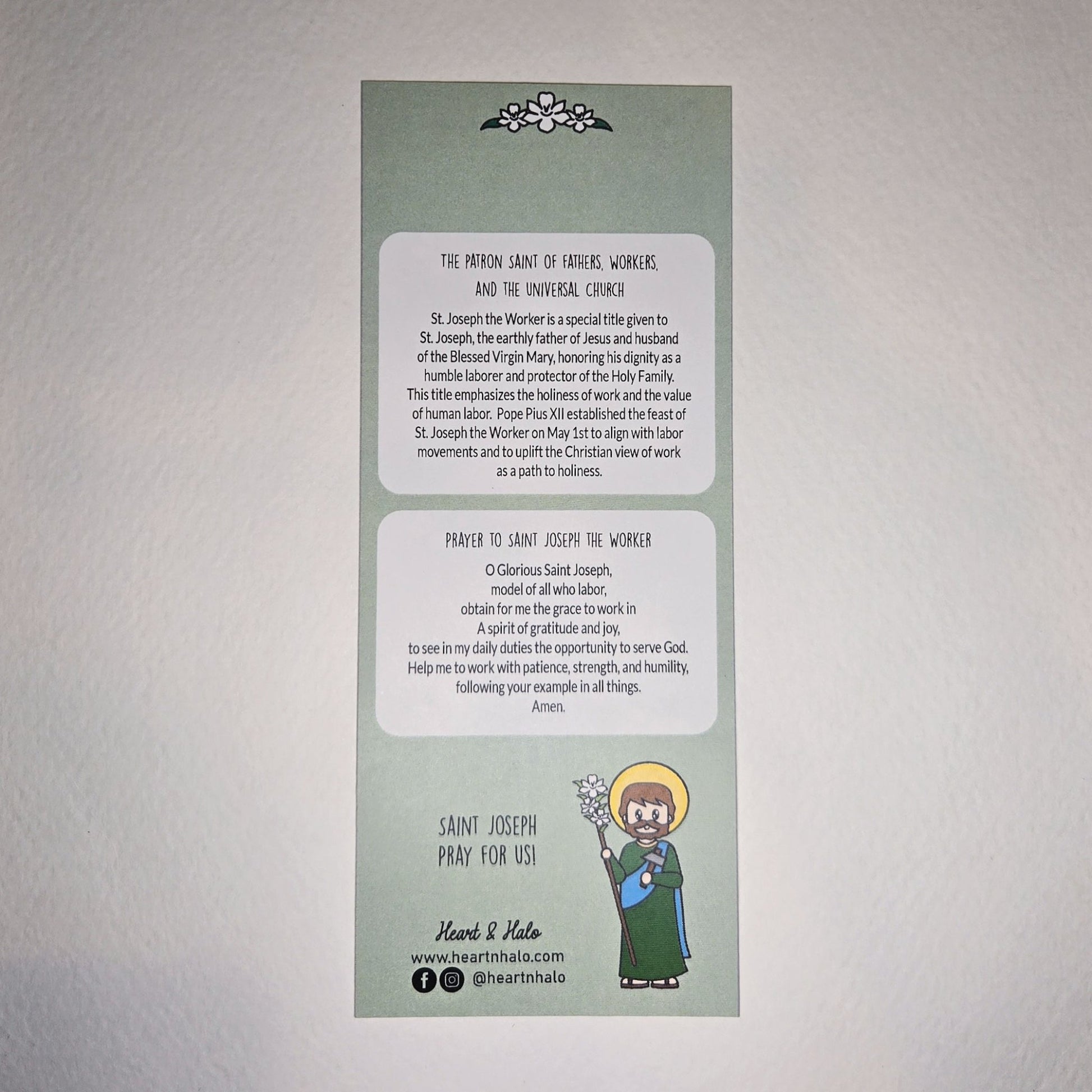 St. Joseph the Worker Acrylic Keychain | 2.75" Double - Sided Catholic Charm - Heart & Halo