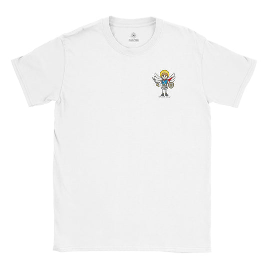 St. Michael the Archangel | Adult Cotton Crewneck T-Shirt | 20% Donation - Heart & Halo