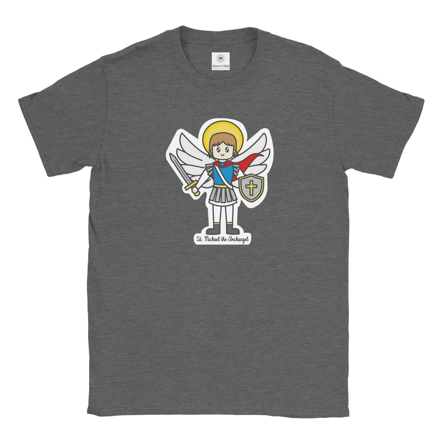 St. Michael the Archangel | Adult Cotton Crewneck T-Shirt | 20% Donation - Heart & Halo