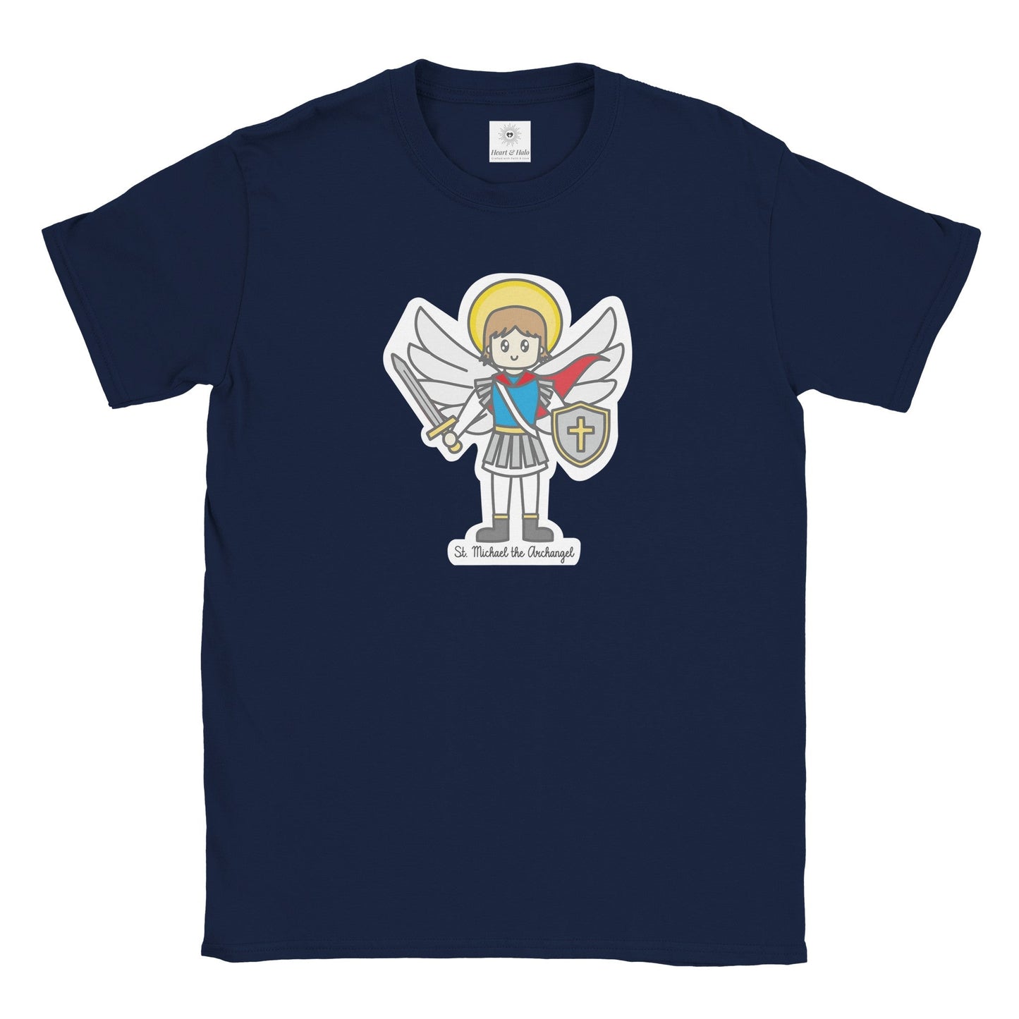 St. Michael the Archangel | Adult Cotton Crewneck T-Shirt | 20% Donation - Heart & Halo