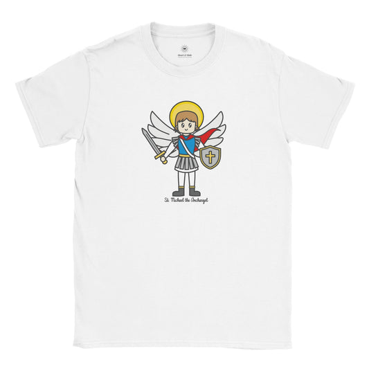 St. Michael the Archangel | Adult Cotton Crewneck T-Shirt | 20% Donation - Heart & Halo