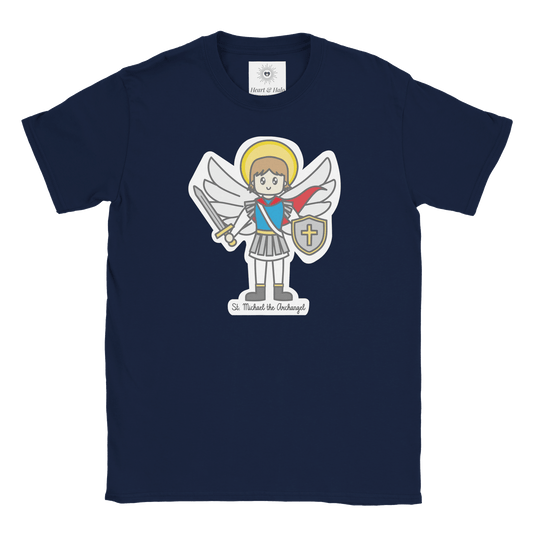 St. Michael the Archangel Kids T-shirt - Soft, Durable & Pre - Shrunk for Comfort - Heart & Halo