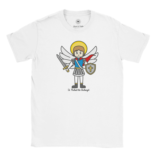 St. Michael the Archangel Kids T-shirt - Soft, Durable & Pre - Shrunk for Comfort - Heart & Halo