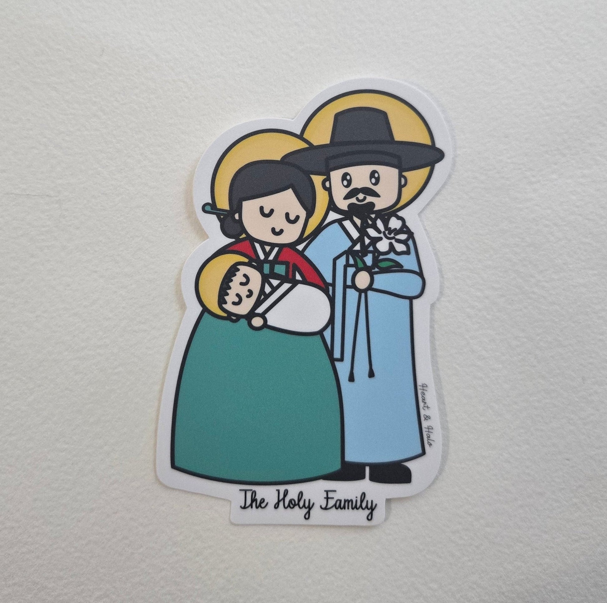 The Holy Family Korean 4" Waterproof Sticker - Heart & Halo